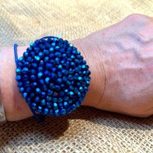 Navy Blue beaded wrap bracelet